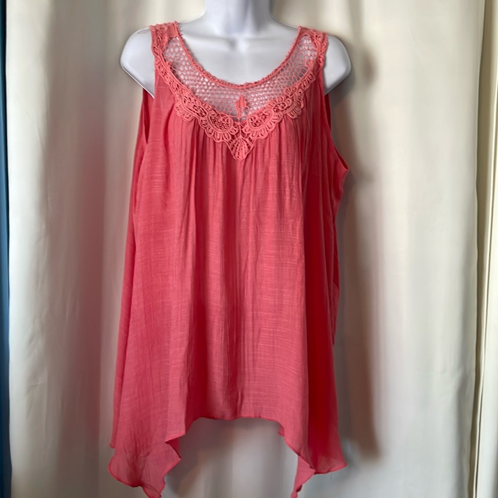 Spense Long Tank Top with Decorative Neckline